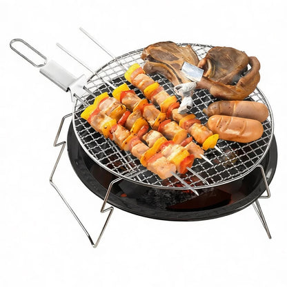 Stainless Steel BBQ Skewer Fork, 33cm Dual-Prong Pusher
