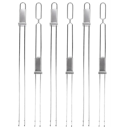 Stainless Steel BBQ Skewer Fork, 33cm Dual-Prong Pusher