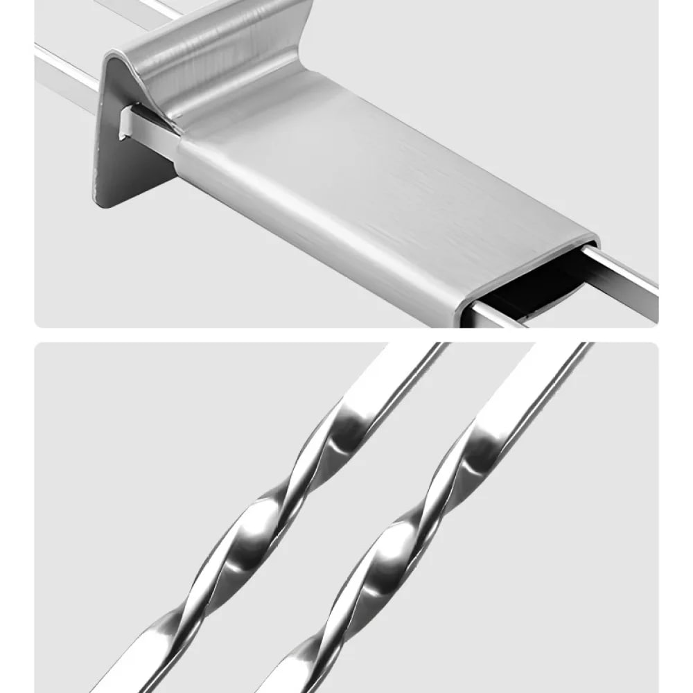 Stainless Steel BBQ Skewer Fork, 33cm Dual-Prong Pusher
