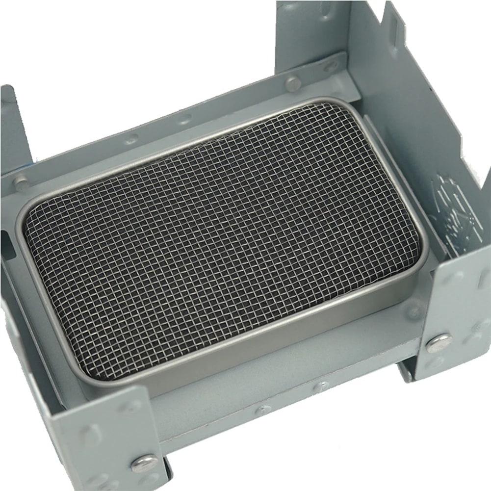 Mini Portable Camping Stove Burner, 304 Stainless Steel Mesh, Outdoor BBQ, Tea and Water, 80 x 50 x 15mm