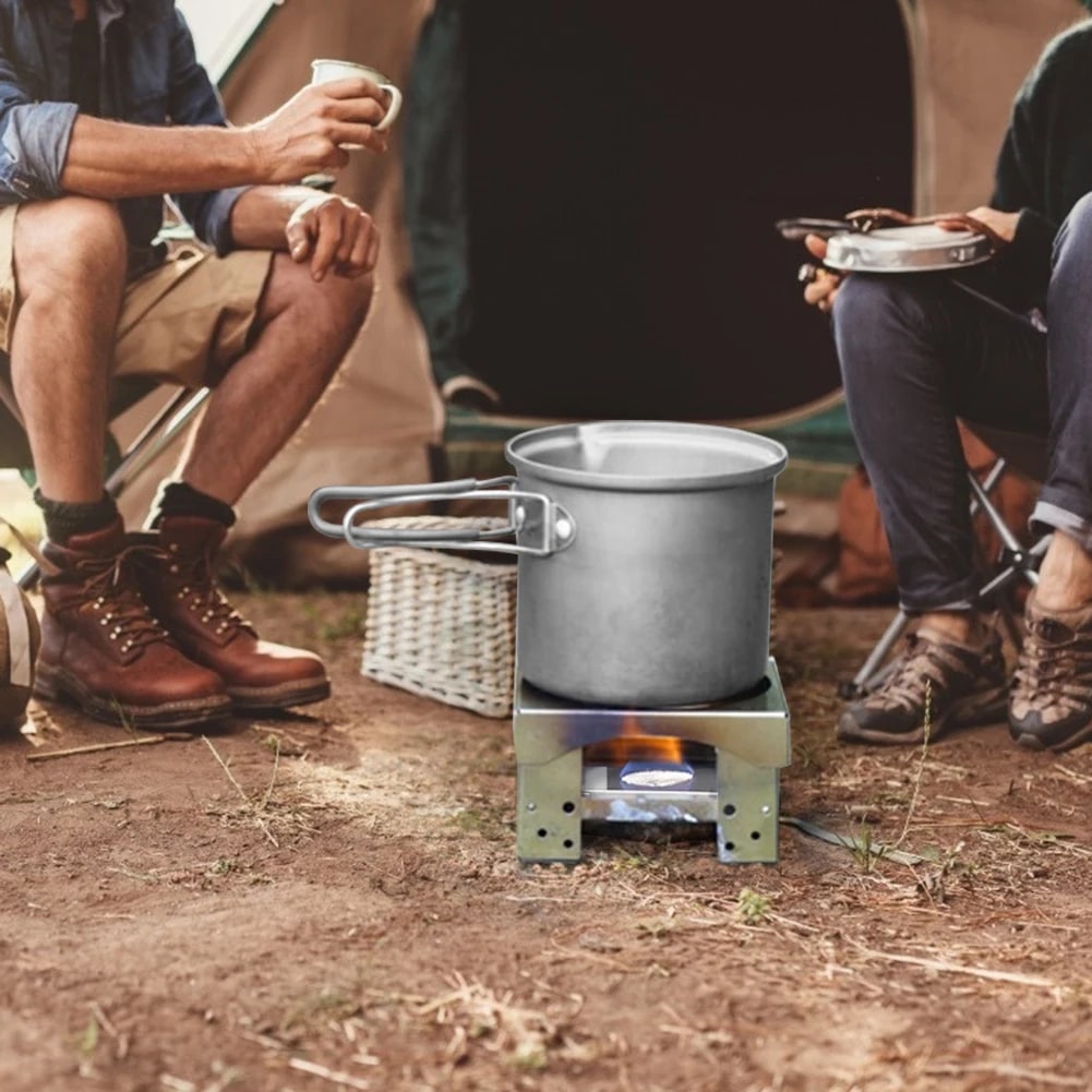 Mini Portable Camping Stove Burner, 304 Stainless Steel Mesh, Outdoor BBQ, Tea and Water, 80 x 50 x 15mm