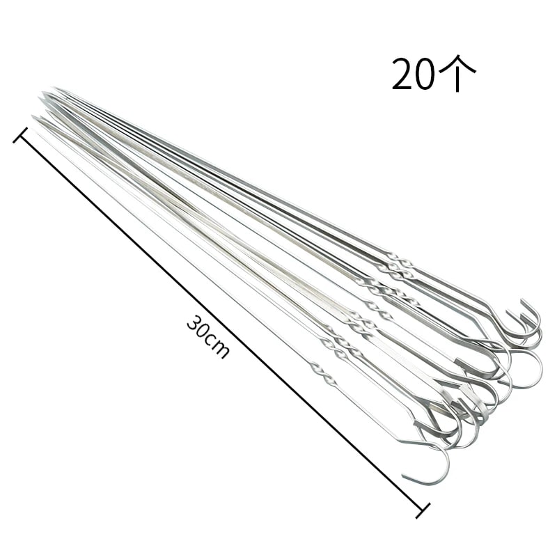 Metal Barbecue Skewers for Meat and Vegetables, 30cm or 35cm - z9x30cm 20pcs