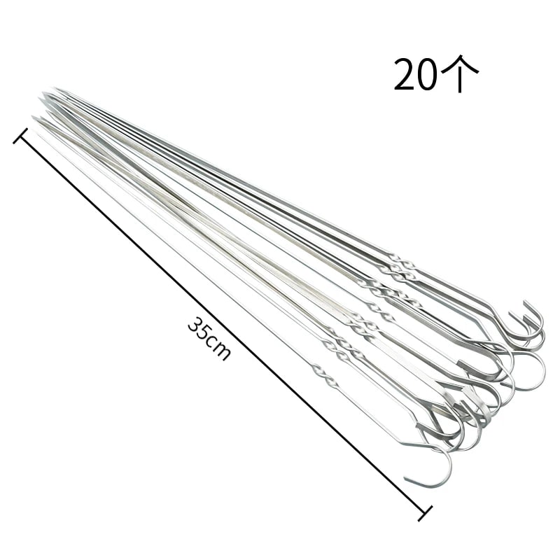 Metal Barbecue Skewers for Meat and Vegetables, 30cm or 35cm - z9x35cm 20pcs