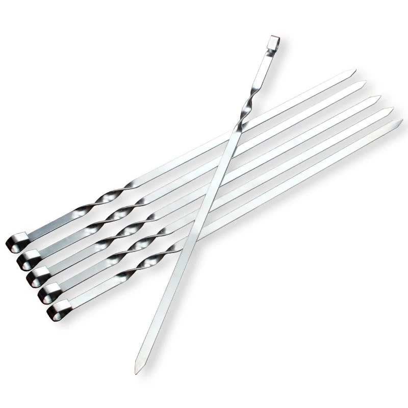 Metal Barbecue Skewers for Meat and Vegetables, 30cm or 35cm - 6pcs