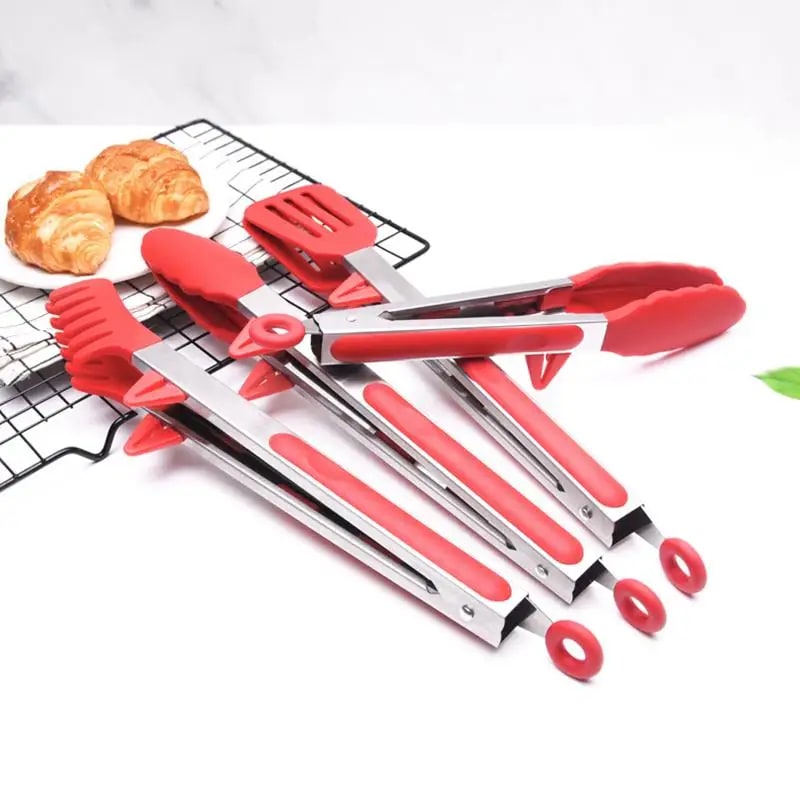 High-Temperature Resistant Silicone BBQ Tongs for Grilling and Cooking