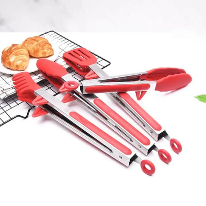 High-Temperature Resistant Silicone BBQ Tongs for Grilling and Cooking