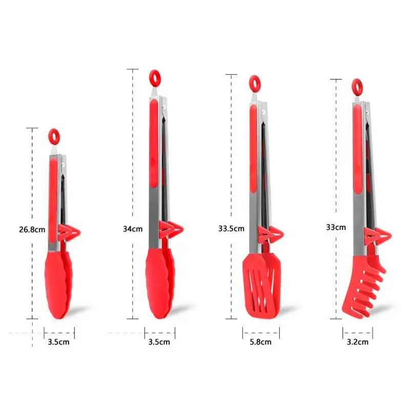 High-Temperature Resistant Silicone BBQ Tongs for Grilling and Cooking