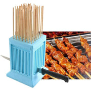 49-Hole BBQ Skewer Maker for Meat Kebabs, PP Plastic, Blue or Green