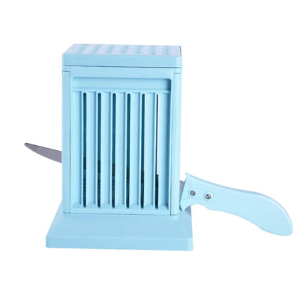 49-Hole BBQ Skewer Maker for Meat Kebabs, PP Plastic, Blue or Green - BU Assembly Knife