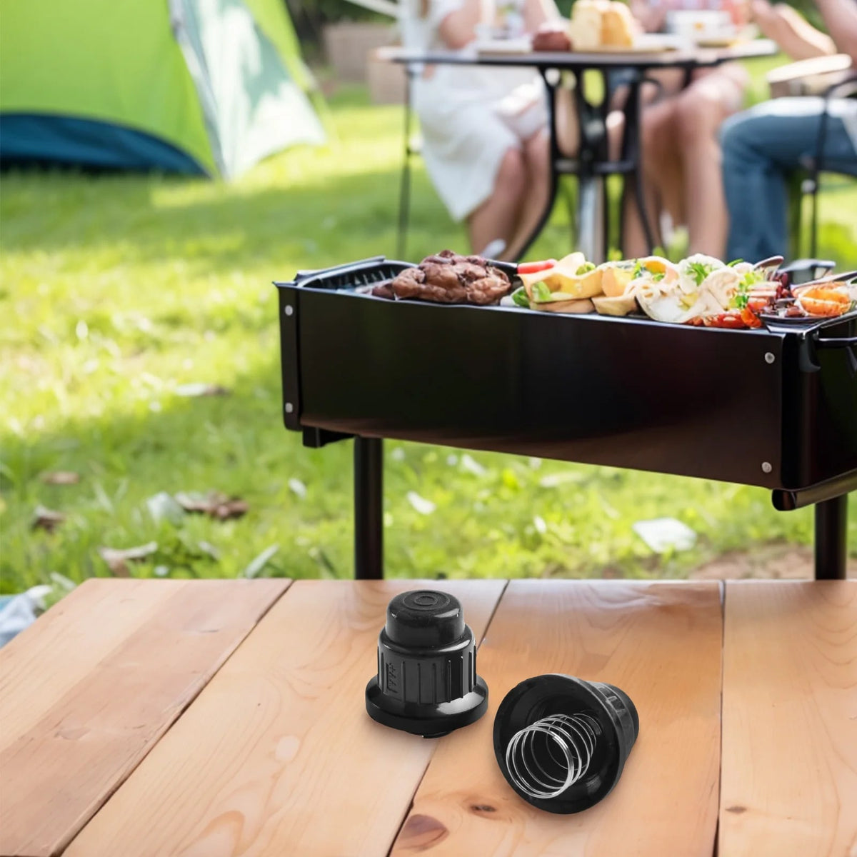 2-Piece AA Push-Button Ignitor Caps for BBQ Gas Grills, Black Plastic, 3.12cm