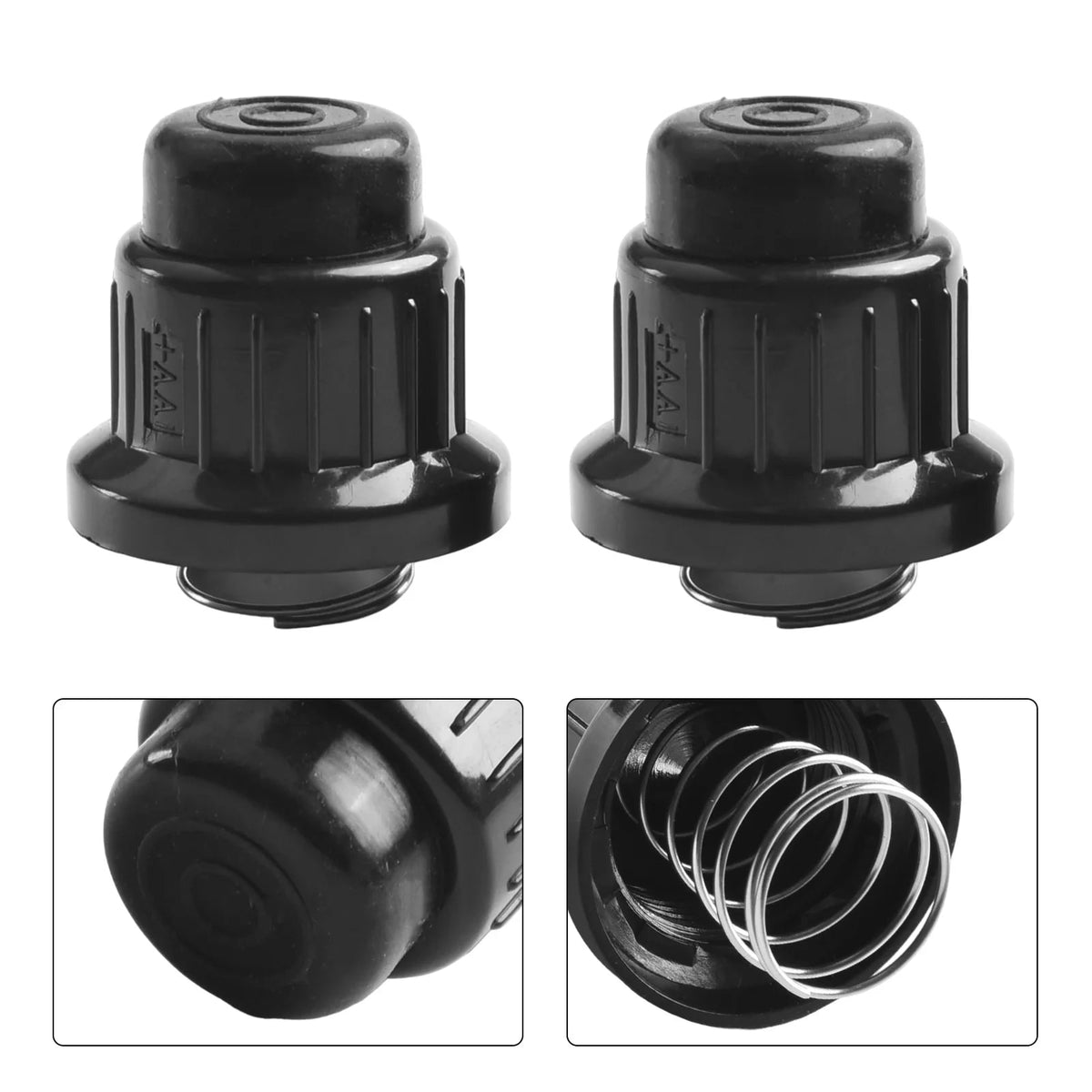 2-Piece AA Push-Button Ignitor Caps for BBQ Gas Grills, Black Plastic, 3.12cm