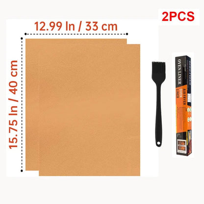 Non-Stick Fibreglass BBQ Grill Mats, 33 x 40 cm to 40 x 60 cm Sets - 33x40 2pc