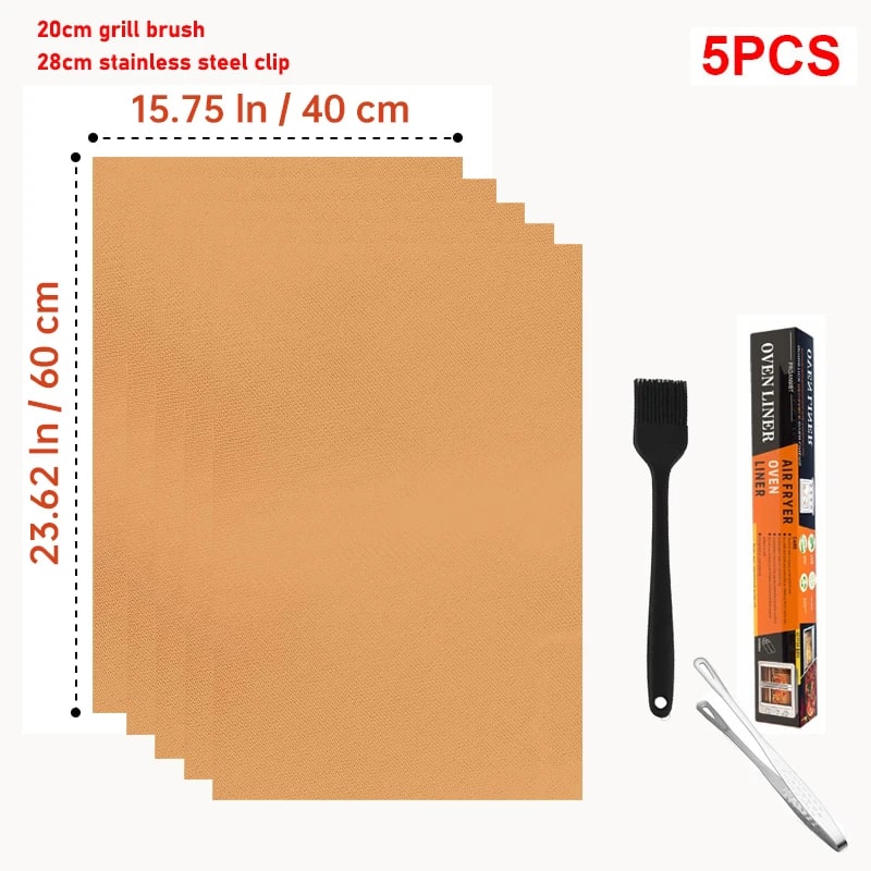 Non-Stick Fibreglass BBQ Grill Mats, 33 x 40 cm to 40 x 60 cm Sets - 40x60 5pc Set