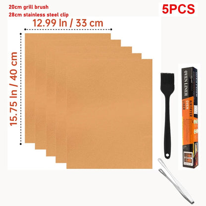 Non-Stick Fibreglass BBQ Grill Mats, 33 x 40 cm to 40 x 60 cm Sets - 33x40 5pc Set