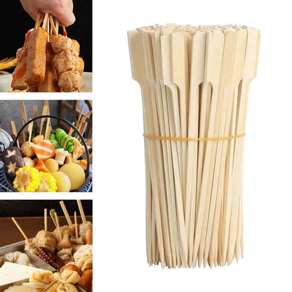 Kesoto Bamboo Wood Skewers, 100 Pack, Paddle Handles, 9cm, 15cm or 18cm - 9cm