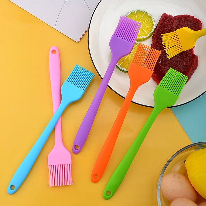 Silicone BBQ & Pastry Basting Brush 20.5cm, 3 x 3.5cm Head, 5 Colours