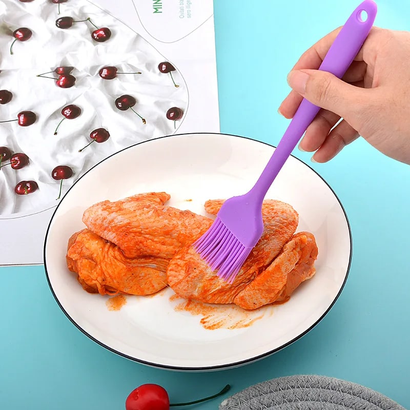 Silicone BBQ & Pastry Basting Brush 20.5cm, 3 x 3.5cm Head, 5 Colours