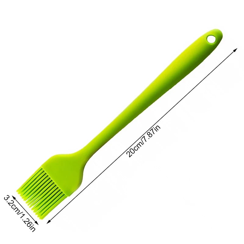 Silicone BBQ & Pastry Basting Brush 20.5cm, 3 x 3.5cm Head, 5 Colours - Green