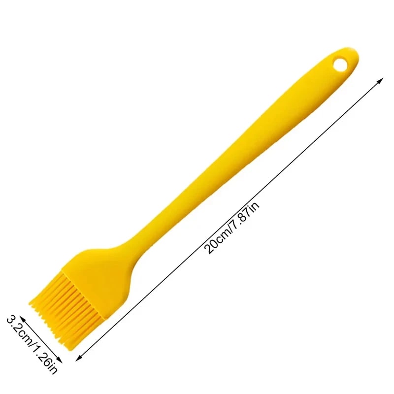 Silicone BBQ & Pastry Basting Brush 20.5cm, 3 x 3.5cm Head, 5 Colours - Yellow
