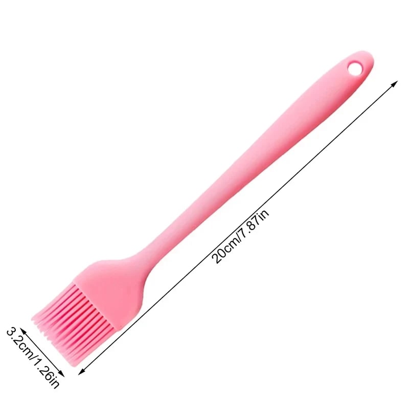 Silicone BBQ & Pastry Basting Brush 20.5cm, 3 x 3.5cm Head, 5 Colours - Pink