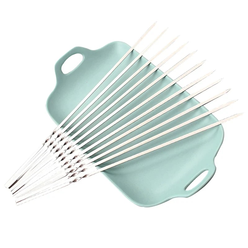 Reusable Flat Stainless Steel BBQ Skewers, 28cm, Multiple Pack Sizes