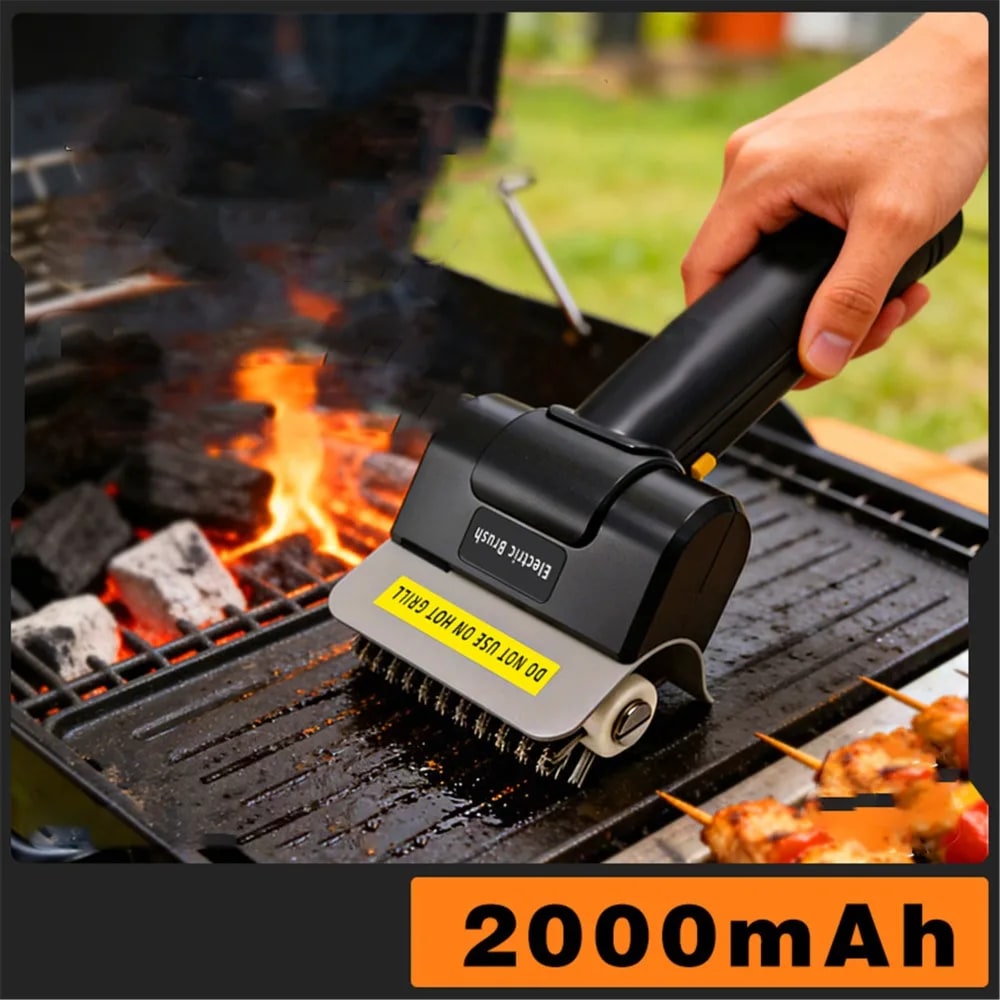 Cordless Electric BBQ Grill Brush, Stainless Steel Roller, Rechargeable 2000mAh