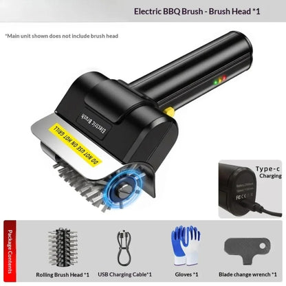 Cordless Electric BBQ Grill Brush, Stainless Steel Roller, Rechargeable 2000mAh