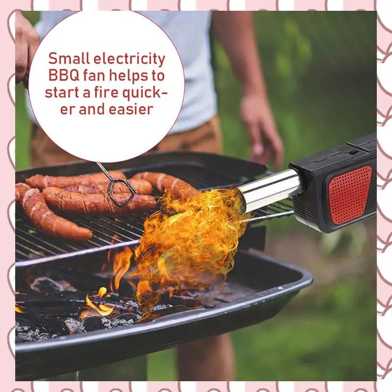 Handheld Electric BBQ Fan Air Blower, 4 × AA Battery Powered