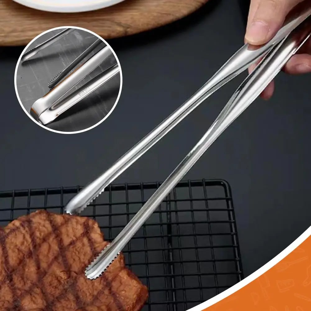 304 Stainless Steel BBQ Grill Tongs, Serrated Ends, S, M or L