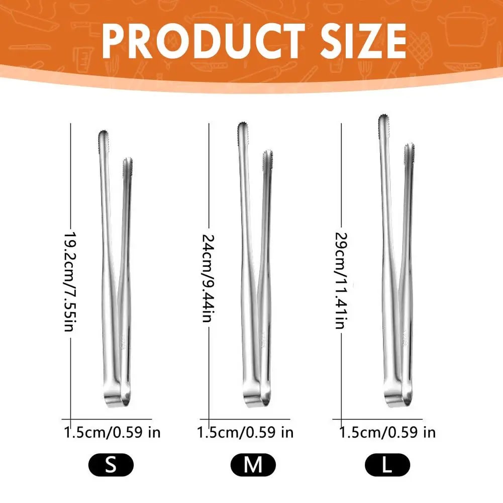 304 Stainless Steel BBQ Grill Tongs, Serrated Ends, S, M or L