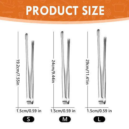 304 Stainless Steel BBQ Grill Tongs, Serrated Ends, S, M or L