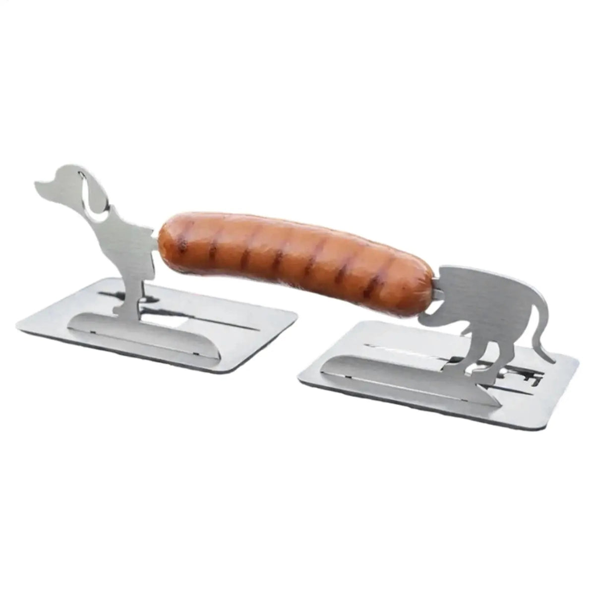 Stainless Steel Dachshund Sausage Holder for Outdoor BBQ Grilling