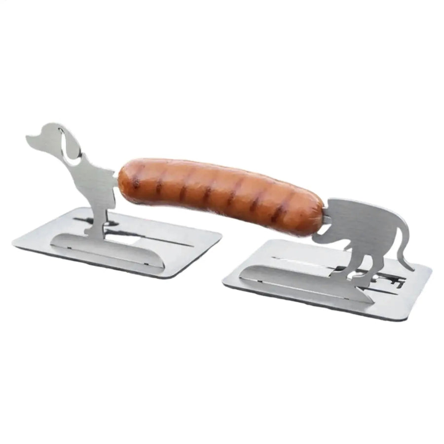 Stainless Steel Dachshund Sausage Holder for Outdoor BBQ Grilling