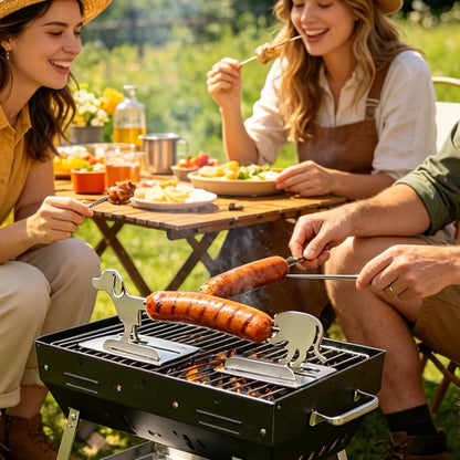 Stainless Steel Dachshund Sausage Holder for Outdoor BBQ Grilling
