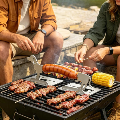 Stainless Steel Dachshund Sausage Holder for Outdoor BBQ Grilling