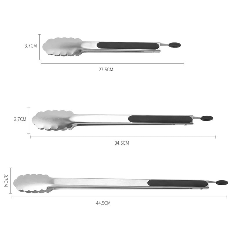 Stainless Steel BBQ Tongs with Silicone Grip, 9, 12 or 16 Inch
