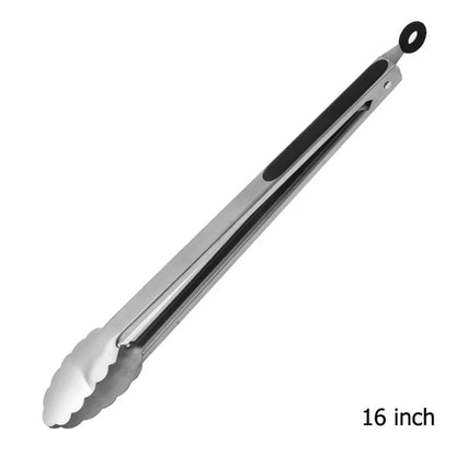 Stainless Steel BBQ Tongs with Silicone Grip, 9, 12 or 16 Inch - 16 inch