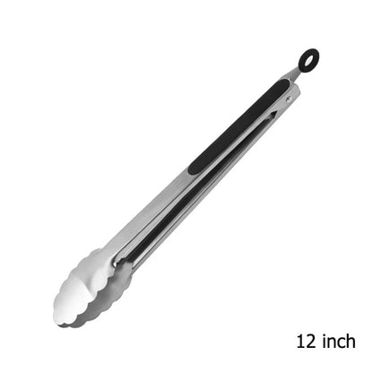 Stainless Steel BBQ Tongs with Silicone Grip, 9, 12 or 16 Inch - 12 inch