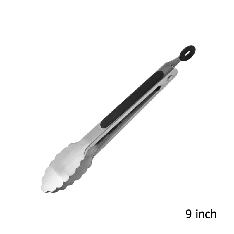Stainless Steel BBQ Tongs with Silicone Grip, 9, 12 or 16 Inch - 9 inch