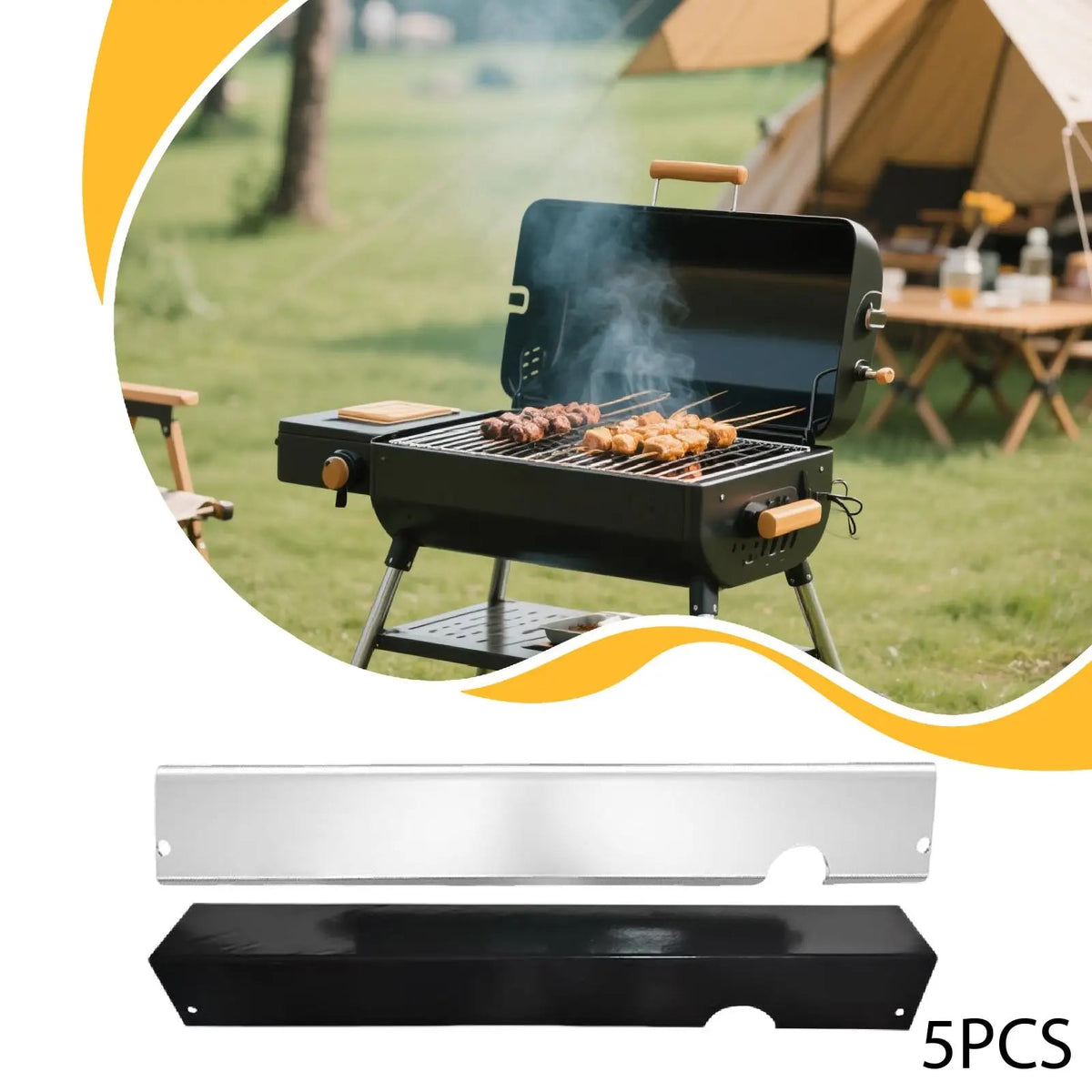 5-Piece Stainless Steel BBQ Heat Plates, 43.4cm Replacement Burner Covers