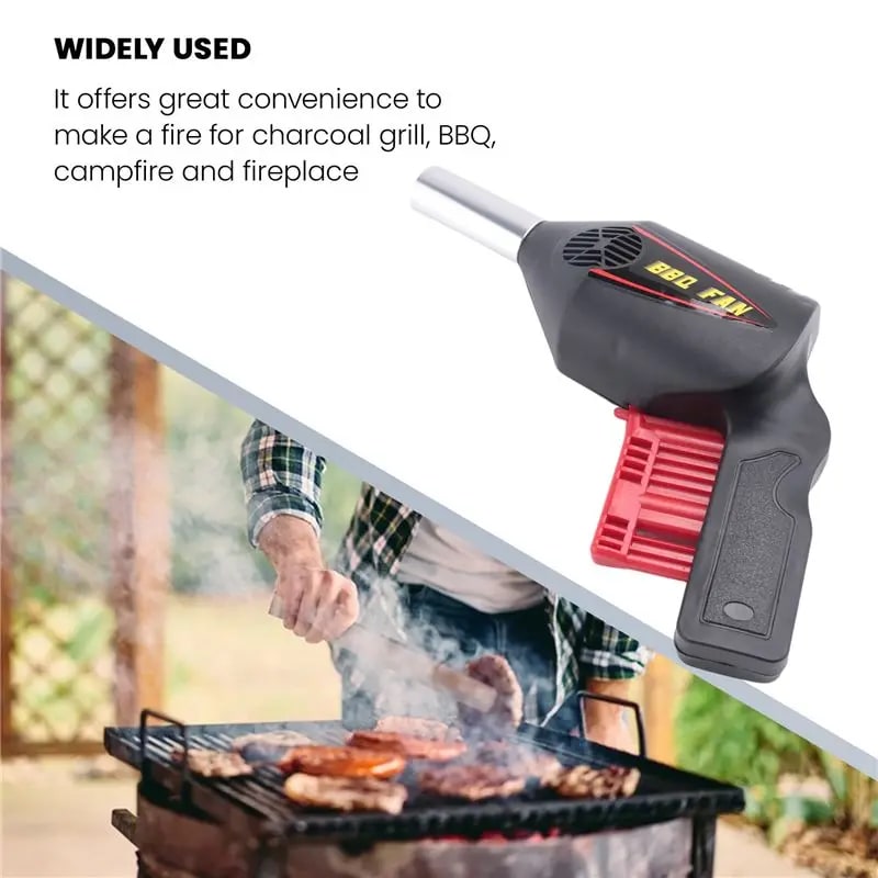 Portable BBQ Blower Fan for Charcoal Grills and Outdoor Fires, Plastic, 19 x 14 cm