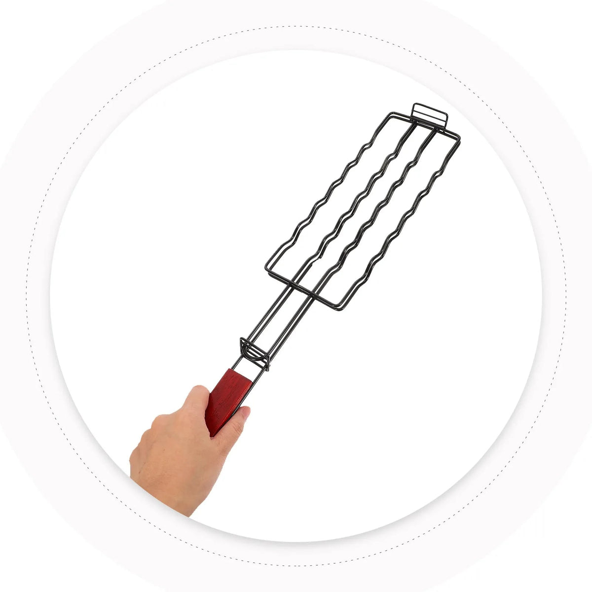 BBQ Grilling Basket for Hot Dogs, Sausages, Vegetables and Fish, 49cm, Black