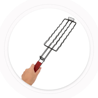 BBQ Grilling Basket for Hot Dogs, Sausages, Vegetables and Fish, 49cm, Black