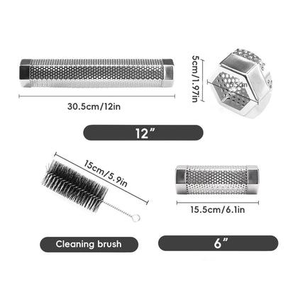 Pellet Smoker Tube in 304 Stainless Steel for Hot or Cold Smoking, 6 or 12 Inch Options