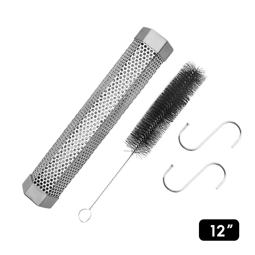Pellet Smoker Tube in 304 Stainless Steel for Hot or Cold Smoking, 6 or 12 Inch Options - 12inches Set