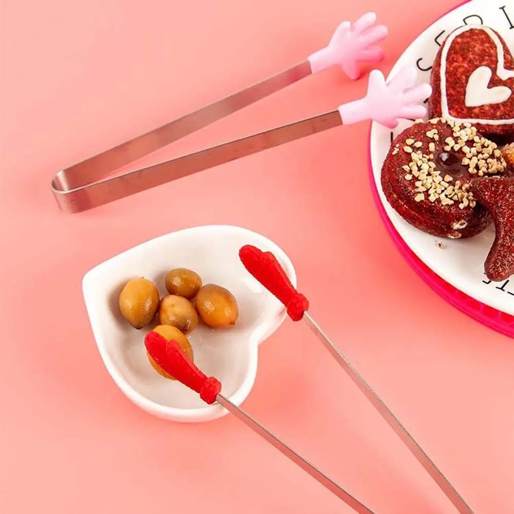 Stainless Steel Food Tongs 13.5cm BBQ Snack Bread Ice Cube Clips