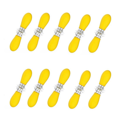 Corn Holders BBQ Forks, Metal with Coloured Handles, 1/3/5/10 Pairs - yellow-10pair