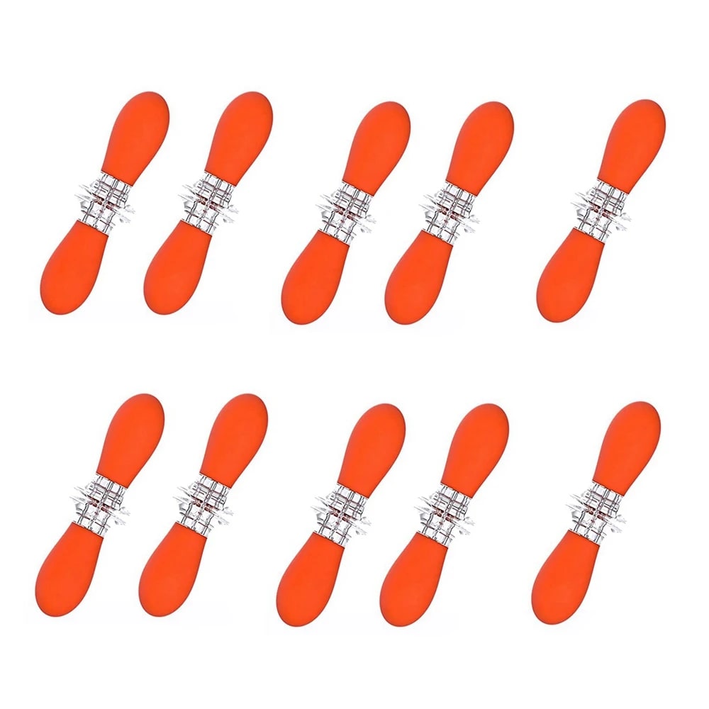Corn Holders BBQ Forks, Metal with Coloured Handles, 1/3/5/10 Pairs - orange-10pair