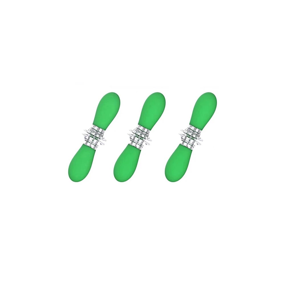 Corn Holders BBQ Forks, Metal with Coloured Handles, 1/3/5/10 Pairs - green-3pair
