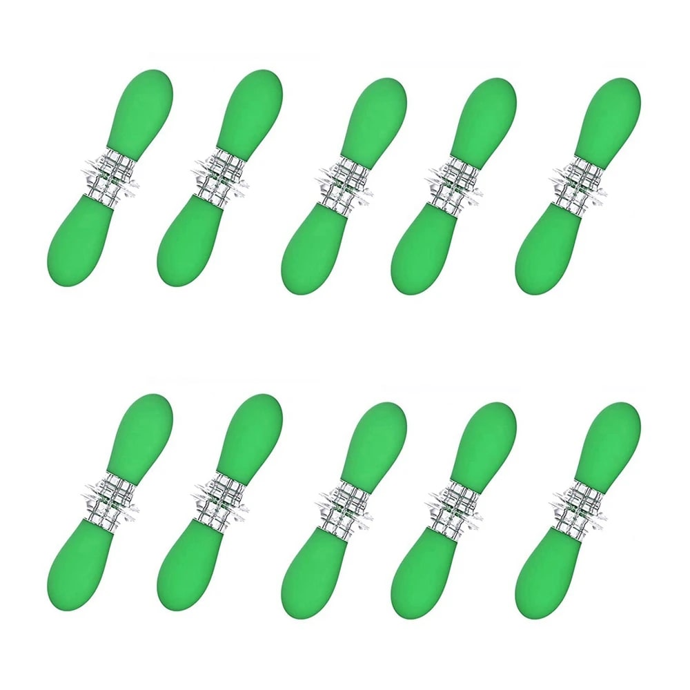 Corn Holders BBQ Forks, Metal with Coloured Handles, 1/3/5/10 Pairs - green-10pair